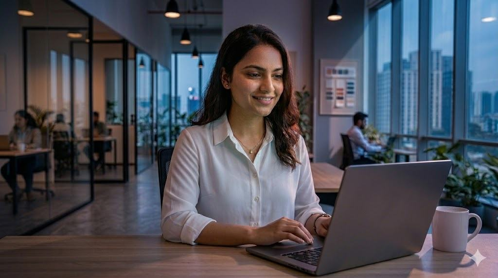 Digital professional working at a laptop